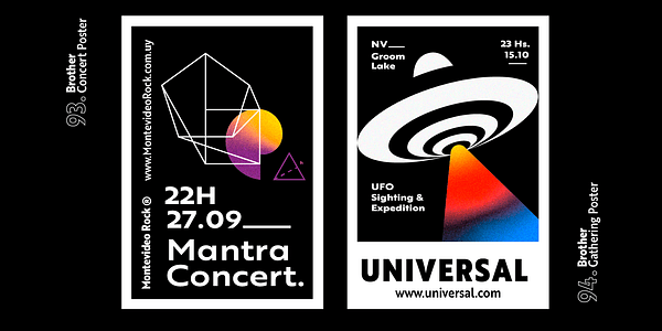 Card displaying Brother XS&XL typeface in various styles