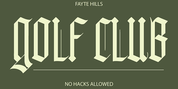 Card displaying Fayte typeface in various styles