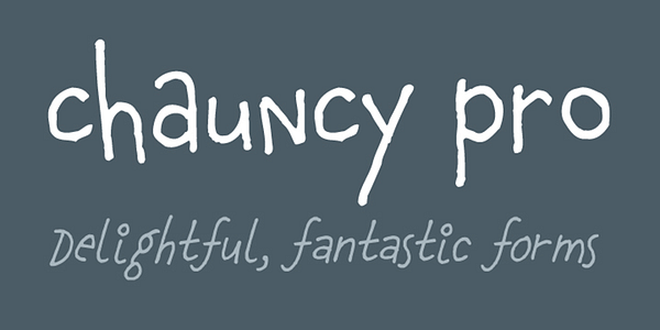 Card displaying Chauncy typeface in various styles