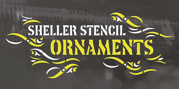 Card displaying Sheller Stencil typeface in various styles