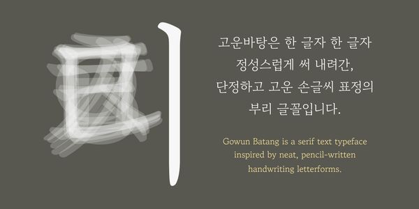 Card displaying Gowun Batang typeface in various styles