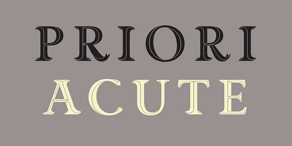 Card displaying Priori Acute typeface in various styles