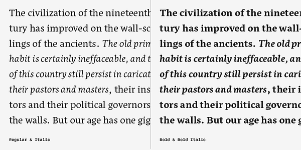 Karte mit der Schriftart Nassim Latin in verschiedenen Schnitten