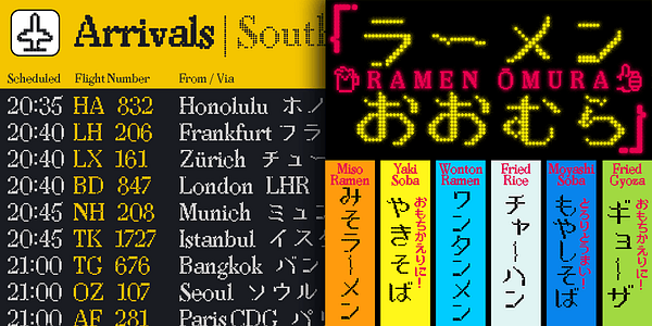 Card displaying Louvette Pixel typeface in various styles