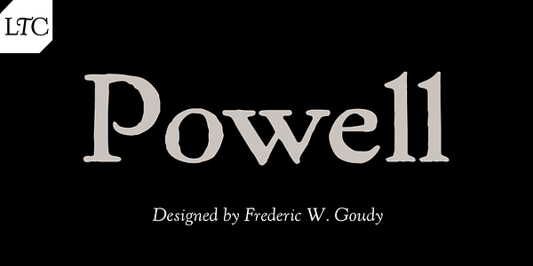 Card displaying Powell typeface in various styles