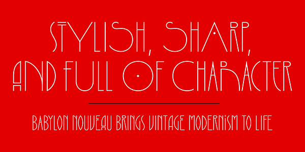 Card displaying Babylon Nouveau typeface in various styles