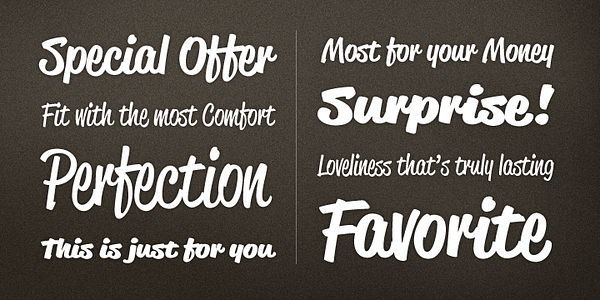 Card displaying Reklame Script typeface in various styles