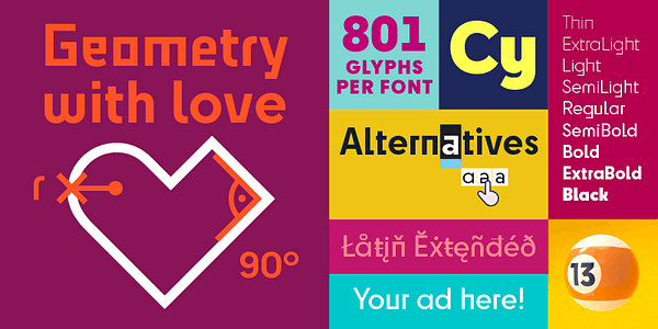Card displaying Cy typeface in various styles