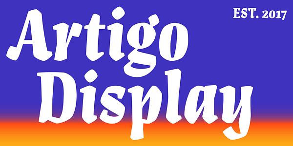 Card displaying Artigo Display typeface in various styles