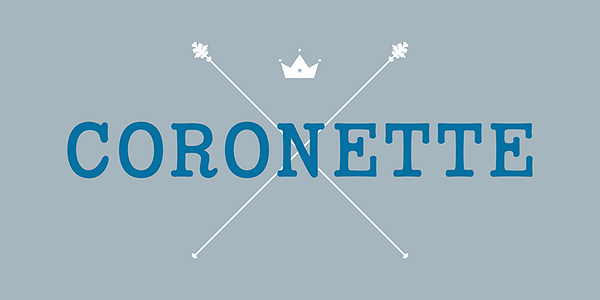 Card displaying Coronette typeface in various styles