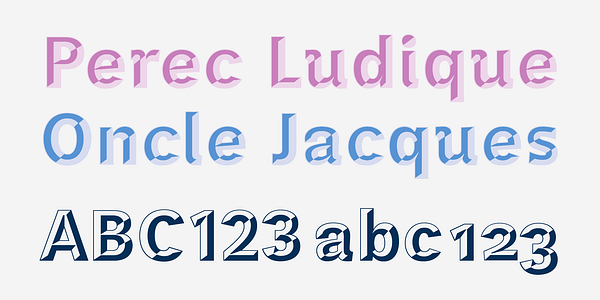 Card displaying Perec Ludique typeface in various styles