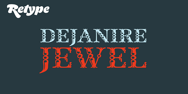 Card displaying Dejanire Jewel typeface in various styles