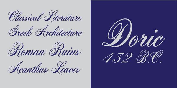 Card displaying AcroterionJF typeface in various styles