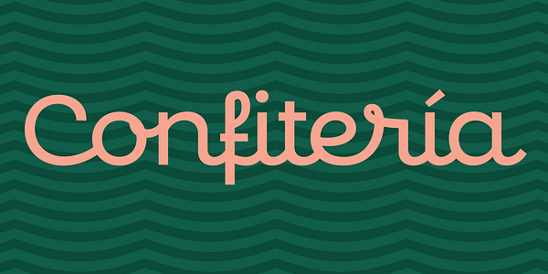 Card displaying Confiteria Script typeface in various styles