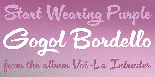 Card displaying Cinema Script typeface in various styles