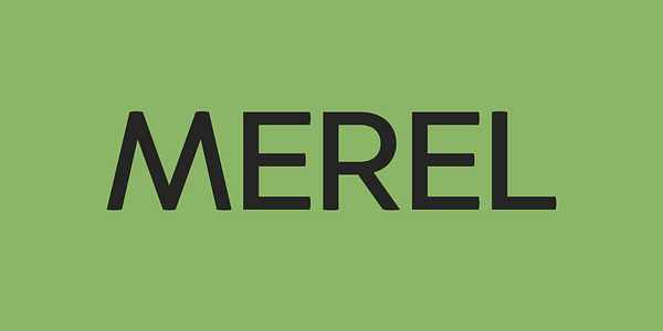 Card displaying Merel typeface in various styles