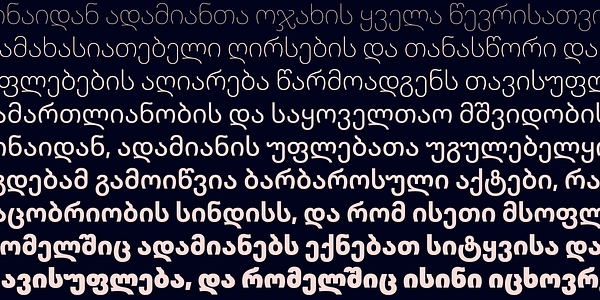 Card displaying Aktiv Grotesk Georgian typeface in various styles