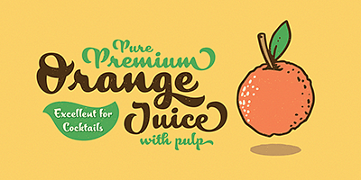 Card displaying Merengue Script typeface in various styles