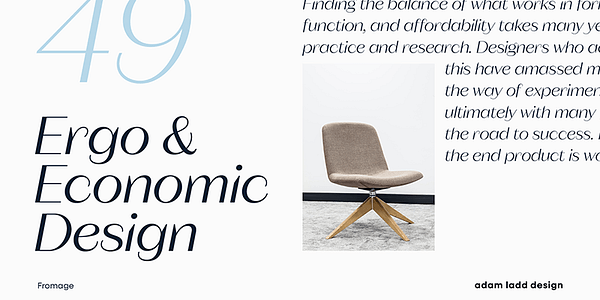 Card displaying Fromage typeface in various styles