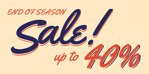 Card displaying Yellowtail typeface in various styles