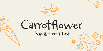 Card displaying Carrotflower typeface in various styles