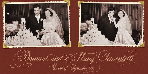 Card displaying DomLovesMary typeface in various styles