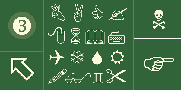 Card displaying Wingdings typeface in various styles