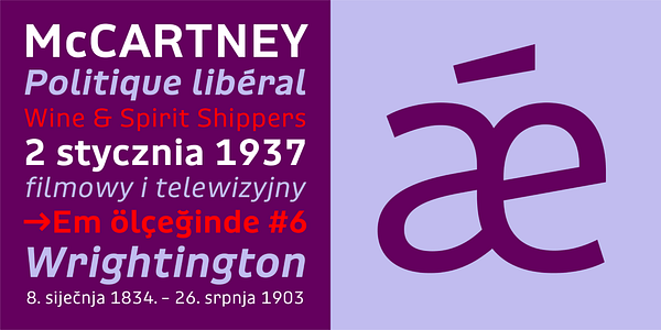Card displaying Rigby typeface in various styles