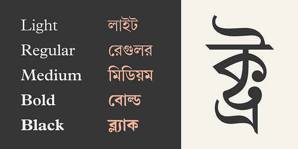 Card displaying Linotype Bengali typeface in various styles