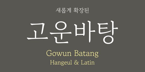 Card displaying Gowun Batang typeface in various styles
