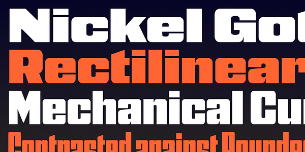 Card displaying Nickel Gothic Variable typeface in various styles