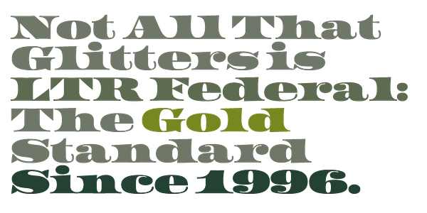 Card displaying LTR Federal typeface in various styles