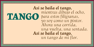 Card displaying Copacabana typeface in various styles