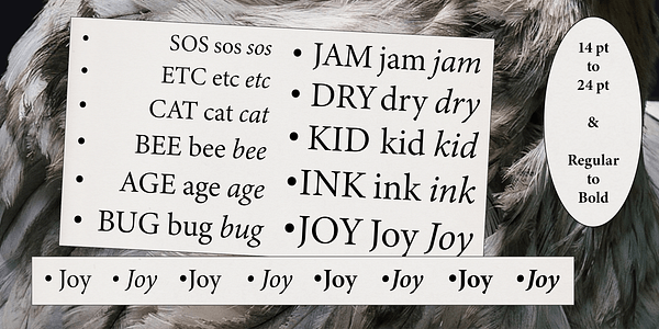 Card displaying Minion 3 Subhead typeface in various styles