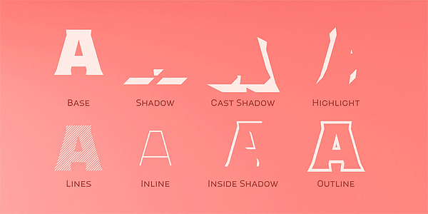 Card displaying Worker 3D typeface in various styles