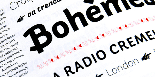 Card displaying Arlette typeface in various styles