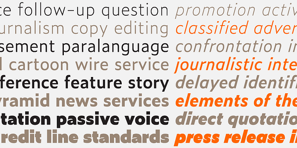 Card displaying Zeitung typeface in various styles