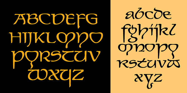 Card displaying P22 Elven typeface in various styles