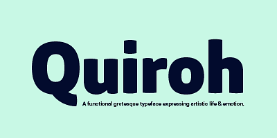 Card displaying Quiroh typeface in various styles