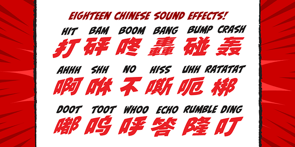 Card displaying CC Biff Bam Boom typeface in various styles