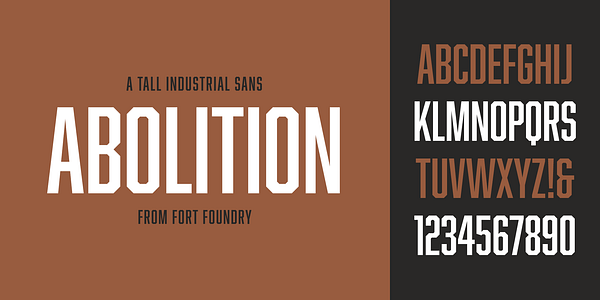 Card displaying Abolition typeface in various styles