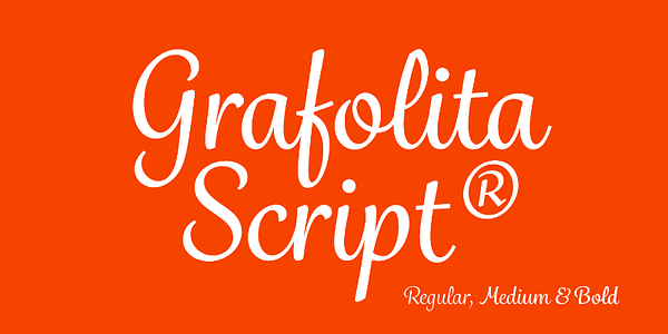 Card displaying Grafolita Script typeface in various styles