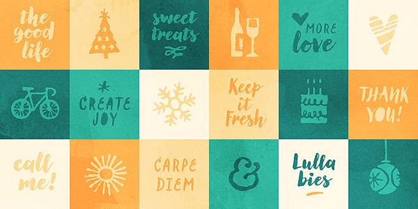 Card displaying Lullabies typeface in various styles