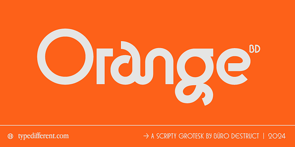 Card displaying BD Orange Variable typeface in various styles