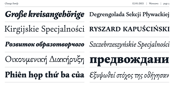 Card displaying Change typeface in various styles