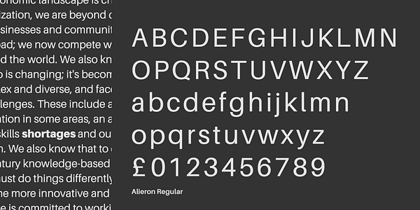 Card displaying Aileron typeface in various styles