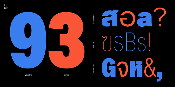 Card displaying Manop Variable typeface in various styles