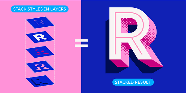 Card displaying Rig Shaded typeface in various styles