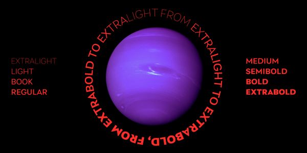 Card displaying Laca Text typeface in various styles