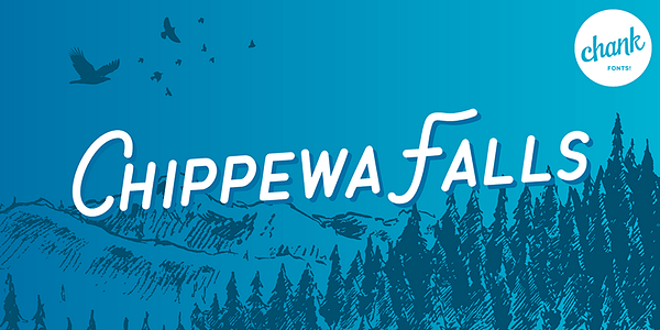 Card displaying Chippewa Falls typeface in various styles